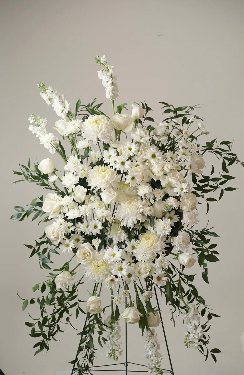 White Funeral Flowers Standing Spray