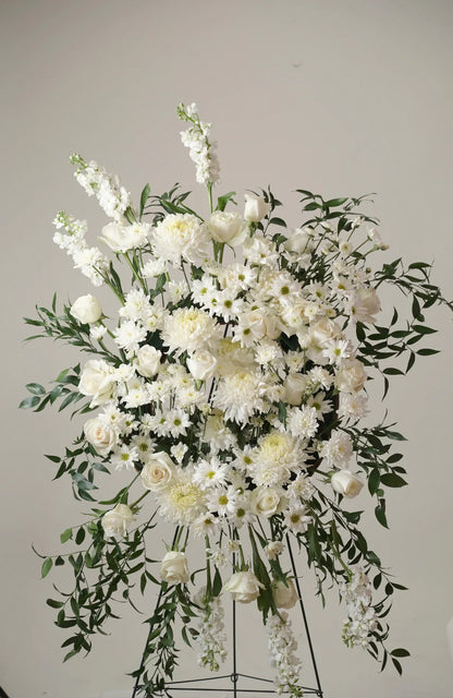 White Funeral Flowers Standing Spray