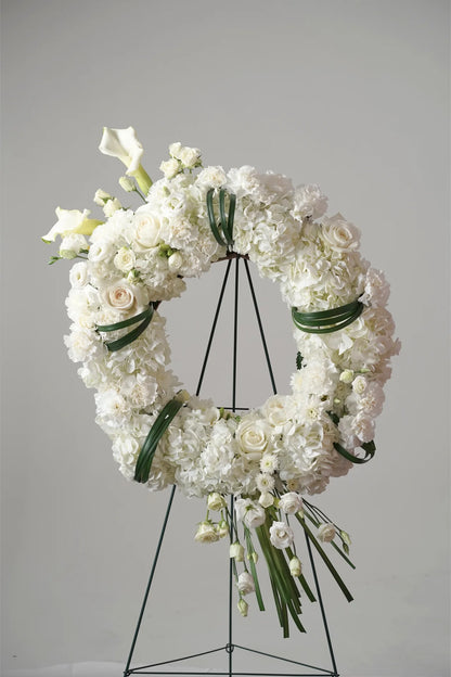 White Funeral Flowers Circle Wreath