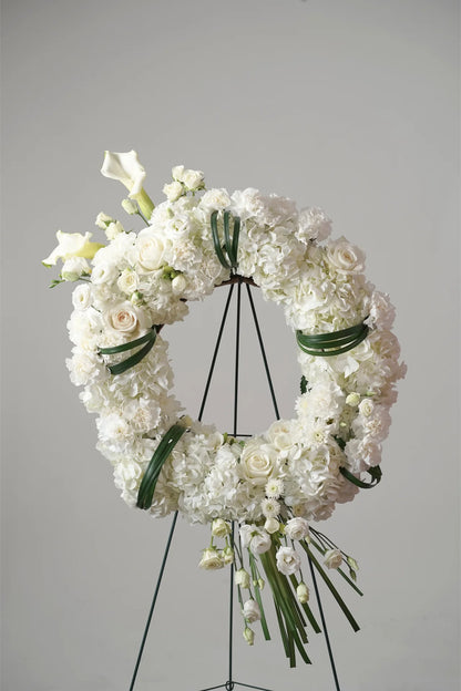 White Funeral Flowers Circle Wreath