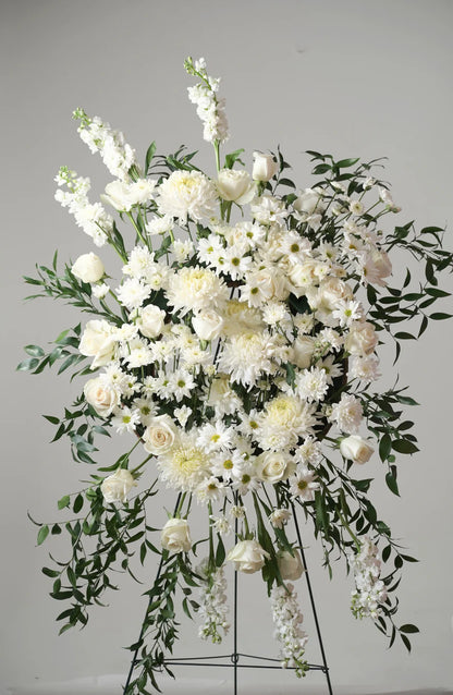 White Funeral Flowers Standing Spray