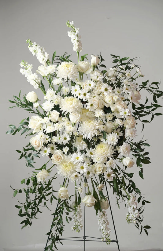 White Funeral Flowers Standing Spray